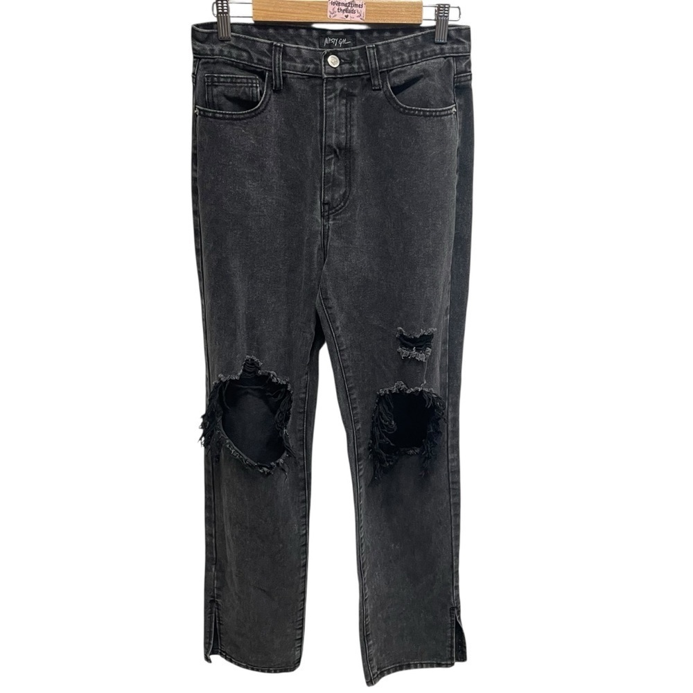 Nasty Gal women’s jeans high rise distressed black grunge size US 8 UK 12